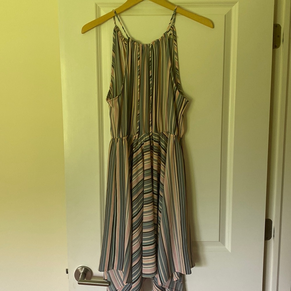 New with tag mini dress. High and low. Stripped.